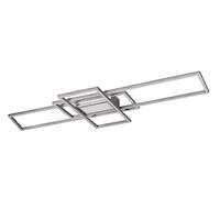 Trio, Plafonnier, Irvine incl. 1 x LED,SMD,60,0 Watt,3000-6500K,7100 Lm. Corps: Métal, Nickel mat L:105,0cm, L:42,0cm, H:6,5cm Couleur de lumière infiniment