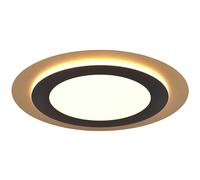 Trio Plafonnier LED Morgan 641519280, métal noir mat/doré, acrylique, LED 46 Watt incluse, télécommande