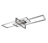 TRIO, Plafonnier, Salinas incl. 1 x LED,SMD,34,0 Watt,3000K,3900 Lm. Corps: Métal, Nickel mat L:100,0cm, L:40,0cm, H:11,5cm Réglable avec interrupteur,IP20,Non variable