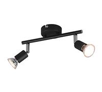 Trio Reality, Spot, Paris 2xGU10, max.35,0 W Corps: Métal, noir mat L:25,0cm, L:8,0cm, H:13,5cm Sans illuminant,Source lumineuse remplaçable p