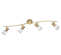 TRIO, Spot, Levisto incl. 4 x LED,E14,5,0 Watt,3000K,470 Lm. Verre, Albâtre, Corps: metal, Laiton mat L:88,0cm, L:11,0cm, H:19,0cm IP20,Pivotant