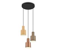 Trio Suspension Agudo 319430317, Métal Noir mat, Abat-jour Métal Café/Beige/Taupe, sauf 3x E27