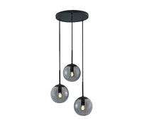 Trio, Suspension, Balini 3xE14, max.28,0 W Verre, Fumé, Corps: Métal, Antracite Ø:30,0cm, H:150,0cm IP20,Sans illuminant,Réglable en hauteur