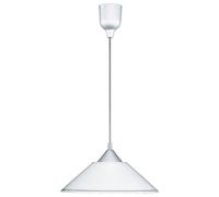 TRIO, Suspension, Diego 1xE27, max.60,0 W Verre, Blanc, Corps: Plastique, Couleur aluminium Ø:30,0cm, H:125,0cm IP20