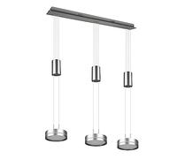 TRIO, Suspension, Franklin incl. 3 x LED,SMD,9,0 Watt,3000K,1050 Lm. Plastique, Blanc, Corps: Aluminium, Nickel mat L:85,0cm, L:14,0cm, H:150,0cm