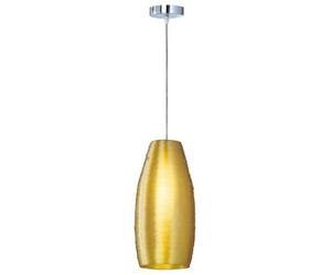 TRIO, Suspension, Lacan 1xE27, max.40,0 W Acryl, Jaune, Corps: metal, Chrome Ø:20,0cm, H:150,0cm IP20