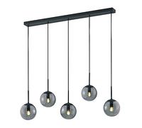 TRIO Suspension linéaire sphères verre fumé et métal anthracite 5 lumières L. 115 cm