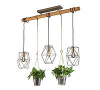Trio, Suspension, Plant 3xE27, max.40,0 W Verre, Transparent claire, Corps: Métal, nickel antique L:115,0cm, L:22,0cm, H:150,0cm IP20,Sans illuminant,Réglable en hauteur