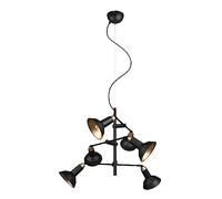 Trio, Suspension, Roxie 6xE14, max.10,0 W Corps: Métal, noir mat L:60,0cm, H:150,0cm, Ø:60,0cm Pivotant,IP20,Sans illuminant,Réglable en hauteur