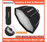 TRIOPO 55cm 65cm 90cm 120cm Foldable Octagon Softbox - boîte à lumière octogonale pliable, support Bowens pour Sokani X100 coldor CL60 Godox Aputure, lumière vidéo LED, 55cm 65cm 90cm 120cm K255