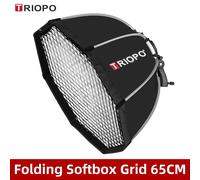 TRIOPO-Boîte à lumière octogonale pliable pour flash Yongnuo Speedlite,55cm,65cm,90cm,120cm - Type 65cm softbox Grid