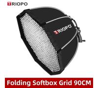 TRIOPO-Boîte à lumière octogonale pliable pour flash Yongnuo Speedlite,55cm,65cm,90cm,120cm - Type 90cm softbox Grid