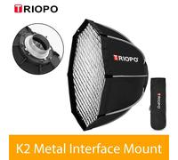Triopo K2 boîte à lumière octogonale à montage Bowens à dégagement rapide + grille en nid d'abeille boîte souple extérieure pour Flash - Type Inlcude Gird-120cm Softbox