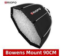 Triopo Photo Portabe Bowens Mount Octagon parapluie boîte à lumière + grille en nid d'abeille boîte souple extérieure pour Flash - Type K2 90 with Gird