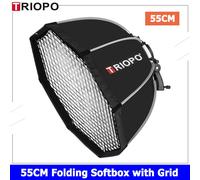 Triopo Softbox pliable octogonal parapluie Softbox S support poignée + nid d'abeille grille extérieure boîte souple Flash - Type KS55 with Grid