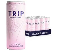 Trip Mindful Blend boisson légèrement pétillante aux adaptogènes, mocktail avec 120mg de magnésium, crinière de lion et L-théanine, sans sucres ajoutés, saveur fleur de sureau et menthe 12x250ml