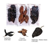 TriPack Chili Chipotle, Pasilla et Ancho Flor 100g
