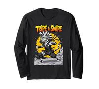 Tripe and Swipe Funny Zebra Kung Fu Martial Arts Cartoon Manche Longue