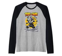 Tripe and Swipe Funny Zebra Kung Fu Martial Arts Cartoon Manche Raglan