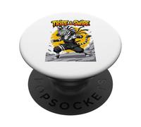Tripe and Swipe Funny Zebra Kung Fu Martial Arts Cartoon PopSockets PopGrip Adhésif
