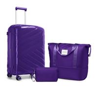 TRIPLAYER Bagage à main 55,9 x 35,6 x 22,9 cm, approuvé par les compagnies aériennes, bagage à main extensible de 50,8 cm avec roues rotatives, valise à main pour femme, Violet raisin - 3 pièces, 20IN