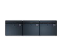 Triple Boîte aux Lettres Metzler en Acier Inoxydable | avec Plaque de Nom remplaçable | RAL7016 Anthracite | BK212 Horizontale