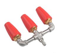 Triple buse turbo rotative à 360 degrés avec connexion rapide de 10,2 cm, embout de nettoyage à double turbine, rondelle en acier inoxydable pour pièces de nettoyeur haute pression (rouge)