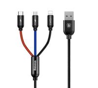 Triple Câble USB Vers Lightning USB-C Micro USB Chargement Rapide 30cm Tricolore - YONIS