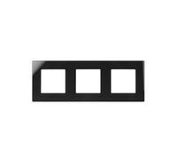 Triple cadre en verre - MCE731B - Panneau 228x86mm pour prise de courant murale - modulaire - encastrable - noir