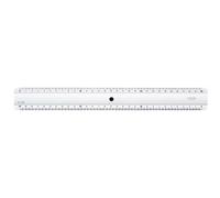 Minerva Règle 30 cm – Triple décimètre, 2 biseaux transparent, anti‑tâche Altuglass