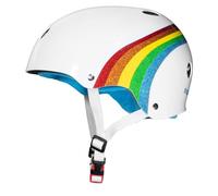 Triple Eight Cert Sweatsaver Protection Casque de Sport Enfant, Blanc Scintillant Arc-en-Ciel, XS/S