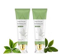 Triple Enzyme Green Tea Exfoliating Gel,Deep Cleansing Face and Body Exfoliating Scrub Gel, Moisturizing Brightens Tone & Locks in Moisture,Gentle Facial Exfoliator for All Skin Types (2 pcs)