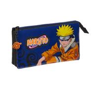 Triple étui multi-usages Naruto Ninja Bleu Noir 22 x 12 x 3 cm