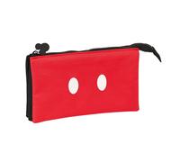 Triple étui polyvalent Mickey Mouse Clubhouse Mickey mood Noir Rouge 22 x 12 x 3 cm
