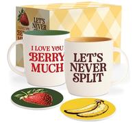 Triple Gifffted Ensemble de tasses à café amusantes avec inscription « I Love You Berry Much », cadeau de fiançailles pour couple, marié, jeune marié, fête prénuptiale, lui, elle, Mr Mrs, Noël,