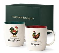 Triple Gifffted Ensemble de tasses à café « Good Morning Handsome and Gorgeous » - Cadeau de fiançailles pour couple, marié, jeune marié, fête prénuptiale, pour lui et elle, Mr Mrs, Noël,