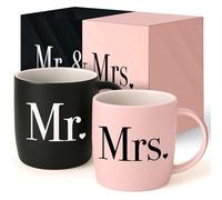 Triple Gifffted Tasses à café Mr & Mrs en céramique - Idées cadeaux pour mariage, fiançailles, Saint-Valentin, Noël