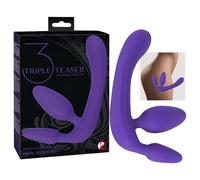 Triple - gode sans harnais - silicone violet
