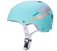 Triple Huit Casque de vélo et de Planche à roulettes certifié Sweatsaver, Hologramme, Bleu Sarcelle, S/M
