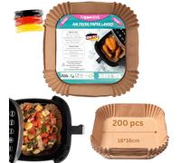 TRIPLE K&S Airfryer Lot de 200 doublures de papier sulfurisé 2 à 4,1 l, non adhésifs, compatibles avec Xiaomi Philips Cosori Airfryer (200 pièces 16 x 16 cm)