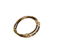 TRIPLE K&S Lot de 2 bracelets pour femme avec verre fait à la main - Fermoir à vis - Aspect métallique et ambre - Bijou bohème - Idée cadeau réglable et élégant, Large 19: cm, Verre, Pas de gemme