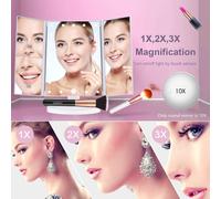 Triple Magnifying Makeup Mirror With 21 Leds, 10x/3x/2x Illuminated Mirror With Touch Screen, Dual Power, 180° Rotatable