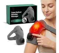 Triple Method Shoulder Massager, Heat, Massage & Compression, Cordless Shoulder Heating Pad with Vibration, Deep Tissue Massage Muscle Pain Relief