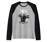 Triple Moon Witch Cat Wicca Wiccan Pagan Symbol Halloween Manche Raglan