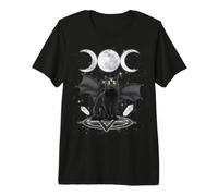Triple Moon Witch Cat Wicca Wiccan Pagan Symbol Halloween T-Shirt Haut de Gamme