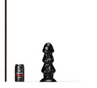 Triple plug anal stéroïde « Shuttlecock » 25,0 x 6,4 à 9,5 cm avec ventouse, noir, matériau Flexxx réaliste et doux pour la peau, unisexe