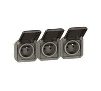 prise de courant - 3 x 2p+t - horizontale - anthracite - composable - legrand plexo 069844l
