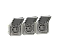 Legrand – Prise de courant Plexo 069564L – 3 x 2P+T horizontale gris composable