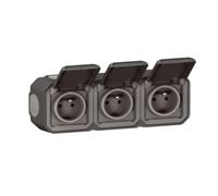 Triple prise 2P+T étanche horizontale Plexo précâblée 16A 250V anthracite - Legrand