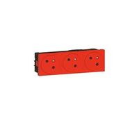 Legrand 077153L Triple Prise de à Détrompage Surface Mosaic Link Raccordement Latéral, Courant 2P+T, 6 Modules, Rouge